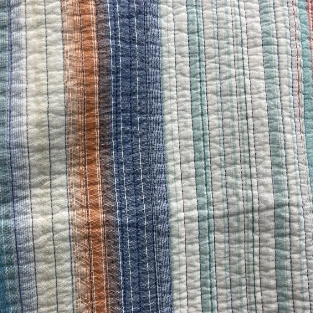 Martha Stewart 2 PC Pillow Sham + 1 Euro Hello Sunshine Blue Yarn-Dye, Standard